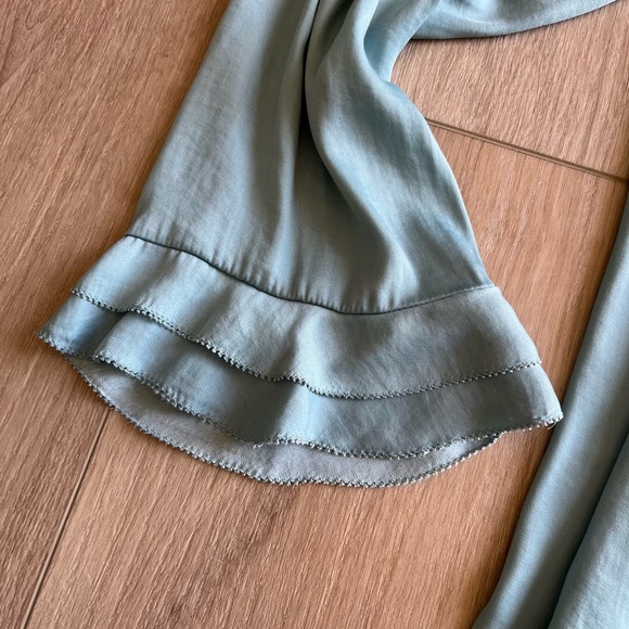 LOFT Light Blue Ruffle Blouse - Picture 3 of 9